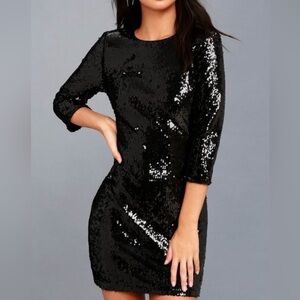 Lulu's Black Sequin Mini Dress
